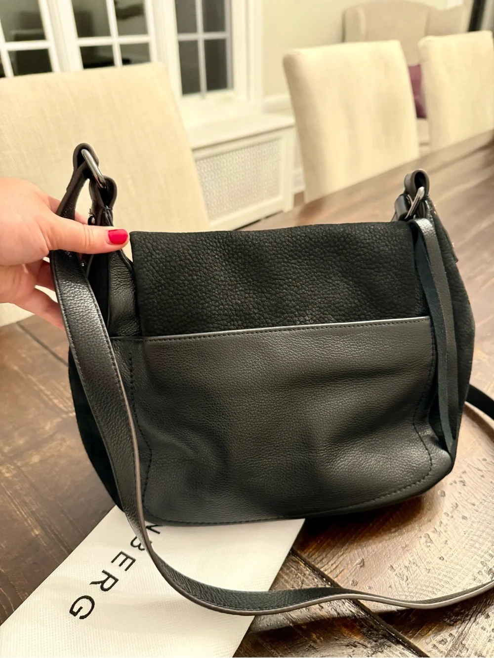 Aimee Kestenberg Side Kick Black Leather Crossbody Bag NWT
